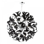 Swash 12 Light Ceiling Pendant Light In Polished Chrome With Black Ribbons SWA1250-03