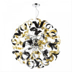 Swash 12 Light Ceiling Pendant Light In Chrome With Black And Gold Ribbons SWA1250-02
