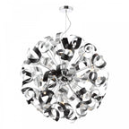 Swash 12 Light Ceiling Pendant Light In Chrome With Black And Aluminium Ribbons SWA1250-01