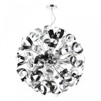 Swash 12 Light Ceiling Pendant Light In Chrome With Black And Aluminium Ribbons SWA1250-01