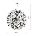Swash 12 Light Ceiling Pendant Light In Chrome With Black And Aluminium Ribbons SWA1250-01