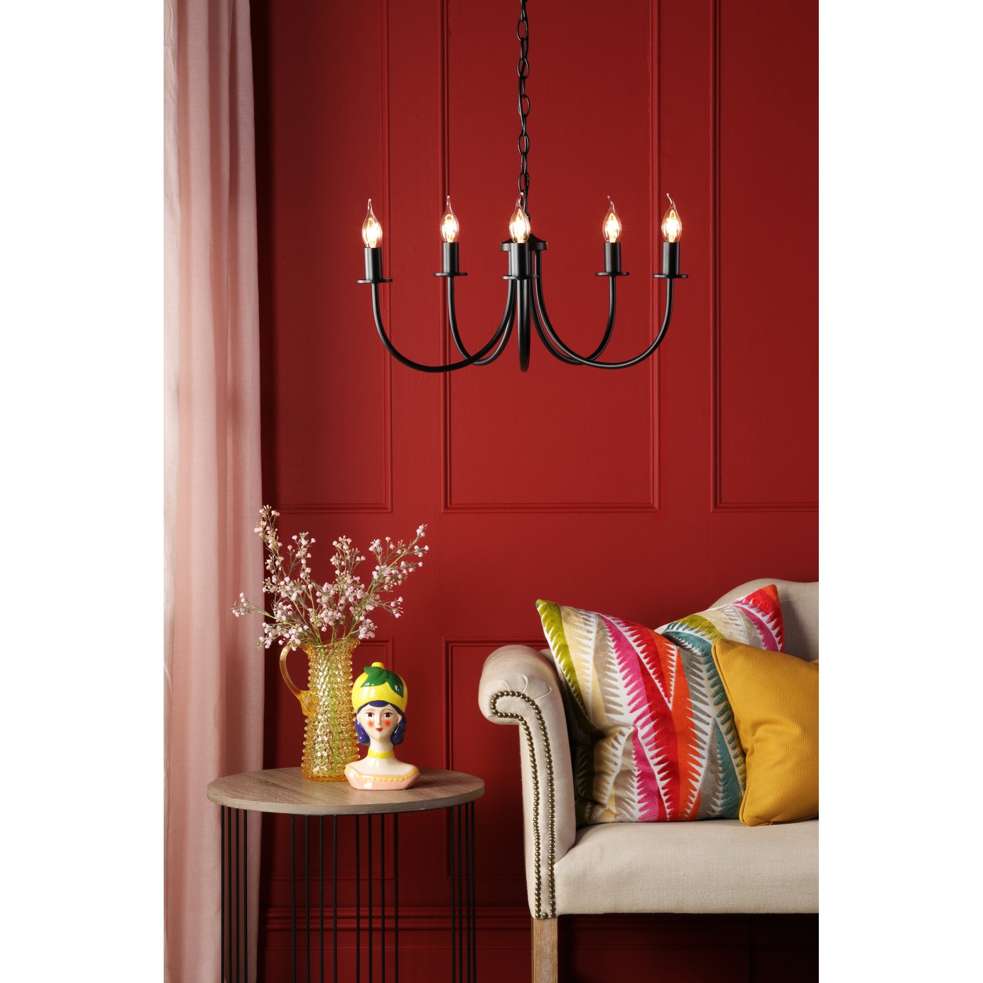 Becca 5 Light Ceiling Pendant Light In Matt Black Finish BEC0522