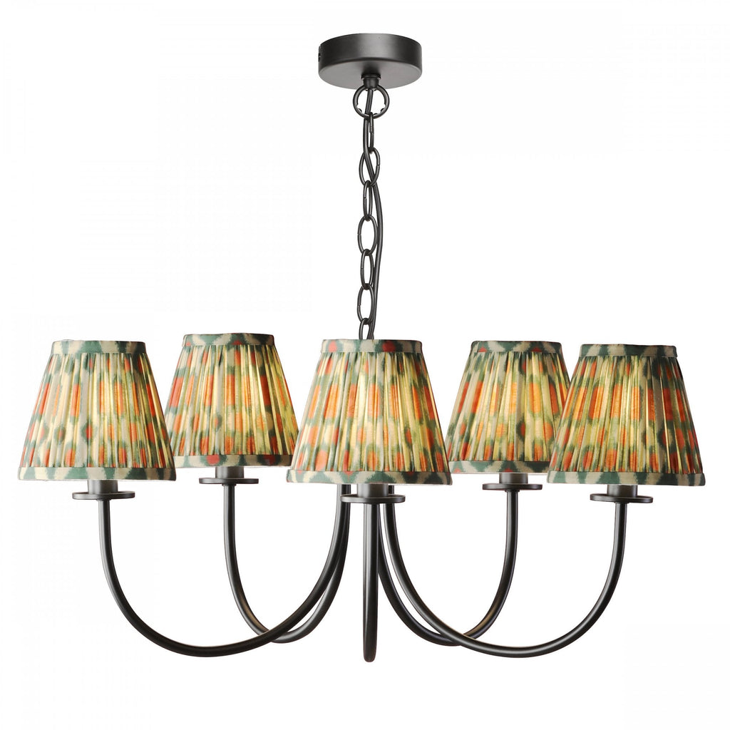 Becca 5 Light Ceiling Pendant Light In Matt Black With Red And Green Shades BEC0522-IKA2625