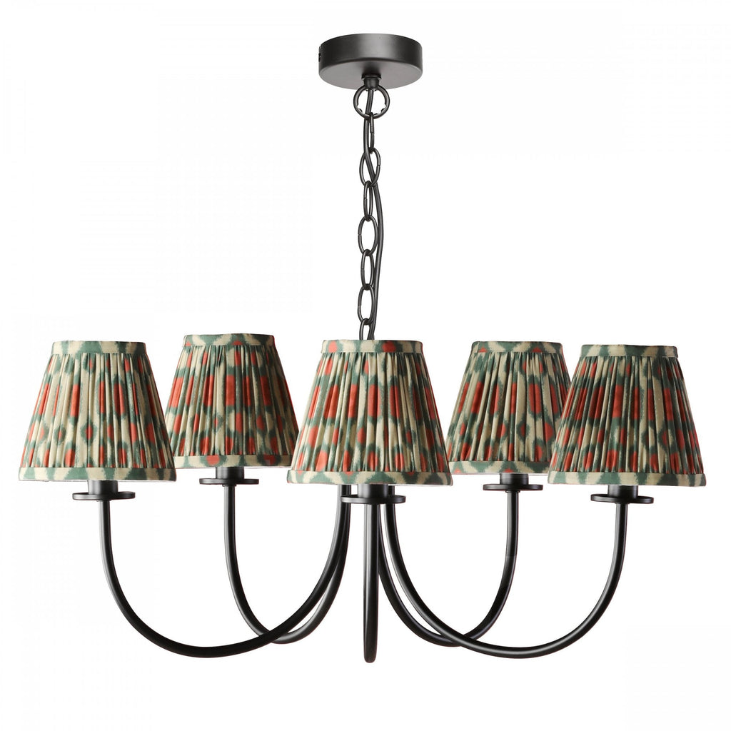 Becca 5 Light Ceiling Pendant Light In Matt Black With Red And Green Shades BEC0522-IKA2625