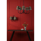 Becca 5 Light Ceiling Pendant Light In Matt Black With Red And Green Shades BEC0522-IKA2625