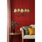 Becca 5 Light Ceiling Pendant Light In Matt Black With Red And Green Shades BEC0522-IKA2625