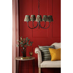 Becca 5 Light Ceiling Pendant Light In Matt Black With Red And Green Shades BEC0522-IKA2625