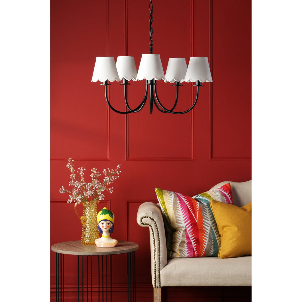 Becca 5 Light Ceiling Pendant In Matt Black Finish With Scalloped Shades BEC0522-NER262