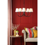 Becca 5 Light Ceiling Pendant In Matt Black Finish With Scalloped Shades BEC0522-NER262