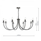 Becca 8 Light Ceiling Pendant Light In Matt Black Finish BEC0822