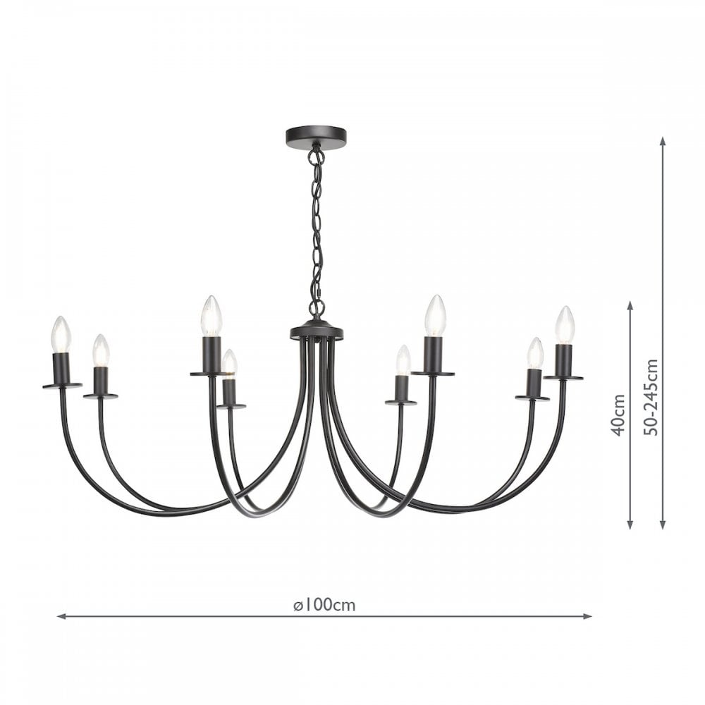 Becca 8 Light Ceiling Pendant Light In Matt Black Finish BEC0822
