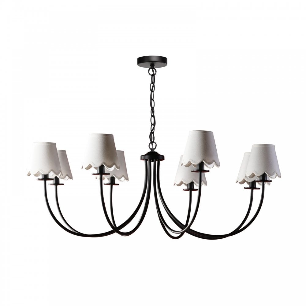 Becca 8 Light Ceiling Pendant Light In Matt Black With Scalloped Shades BEC0822-NER262