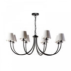 Becca 8 Light Ceiling Pendant Light In Matt Black With Scalloped Shades BEC0822-NER262