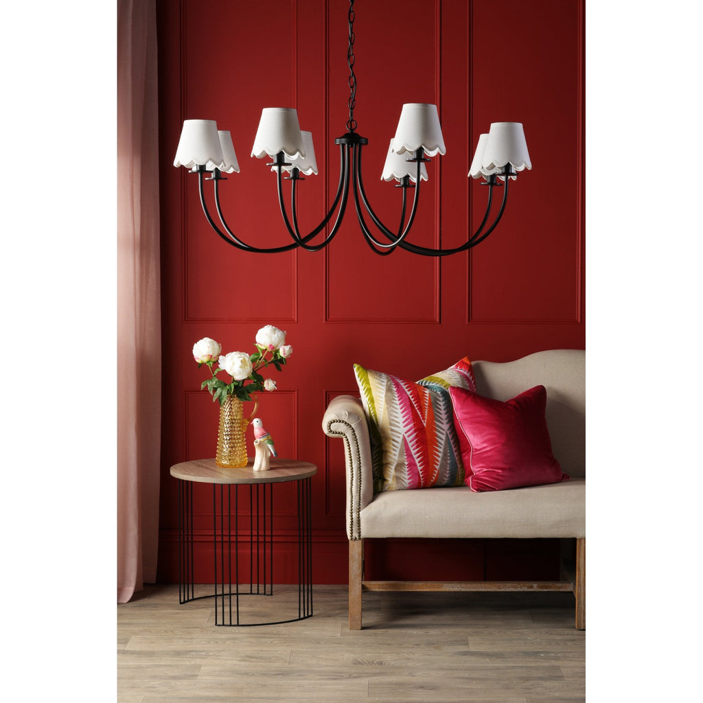 Becca 8 Light Ceiling Pendant Light In Matt Black With Scalloped Shades BEC0822-NER262
