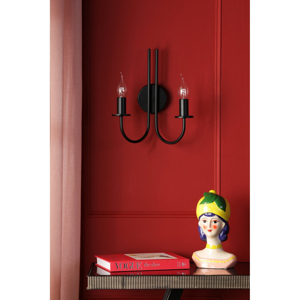 Becca 2 Light Wall Light In Matt Black Finish BEC0922