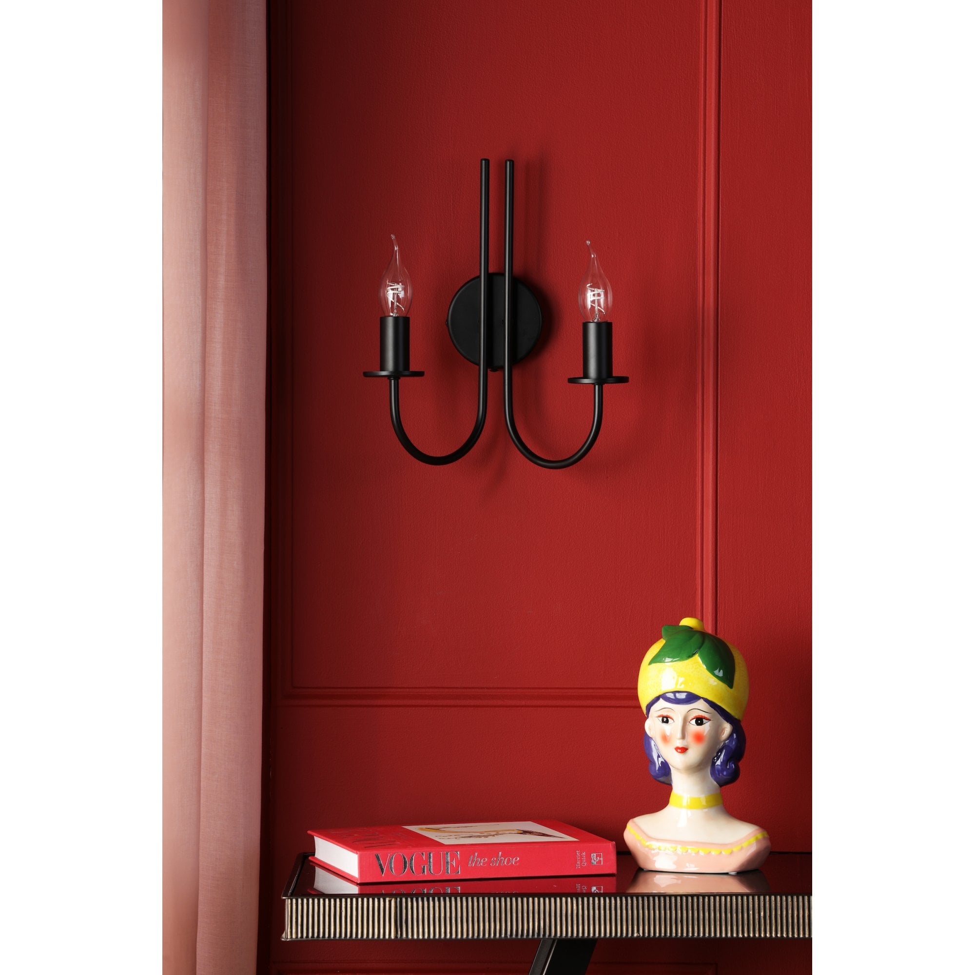 Becca 2 Light Wall Light In Matt Black Finish BEC0922