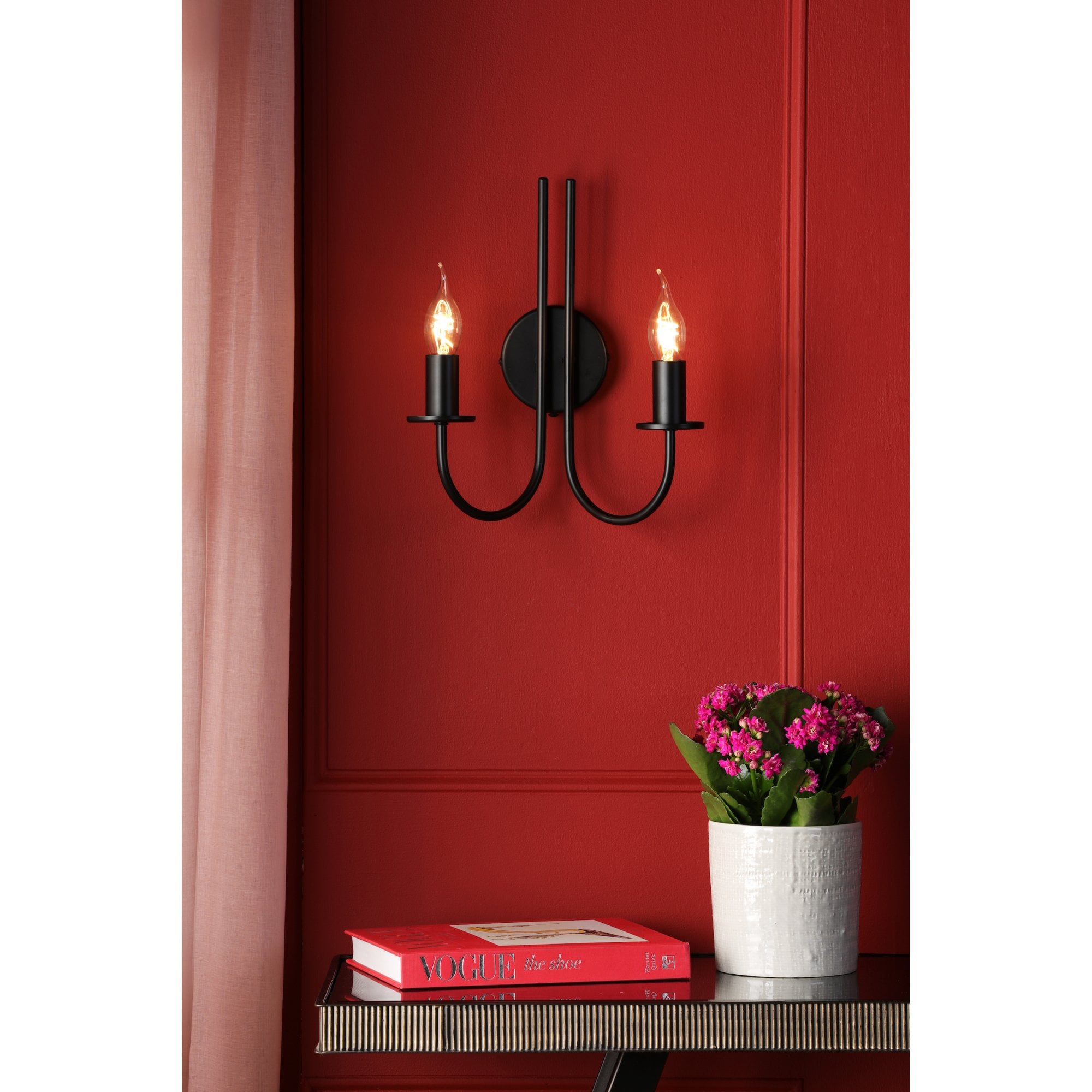 Becca 2 Light Wall Light In Matt Black Finish BEC0922