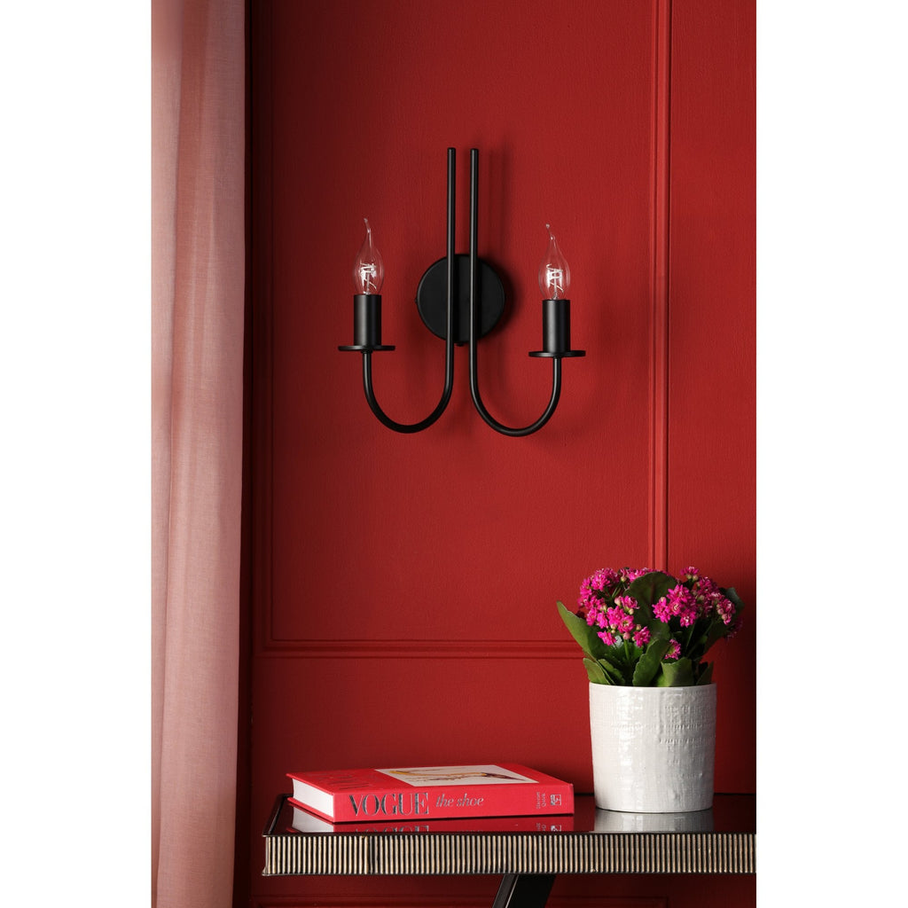 Becca 2 Light Wall Light In Matt Black Finish BEC0922