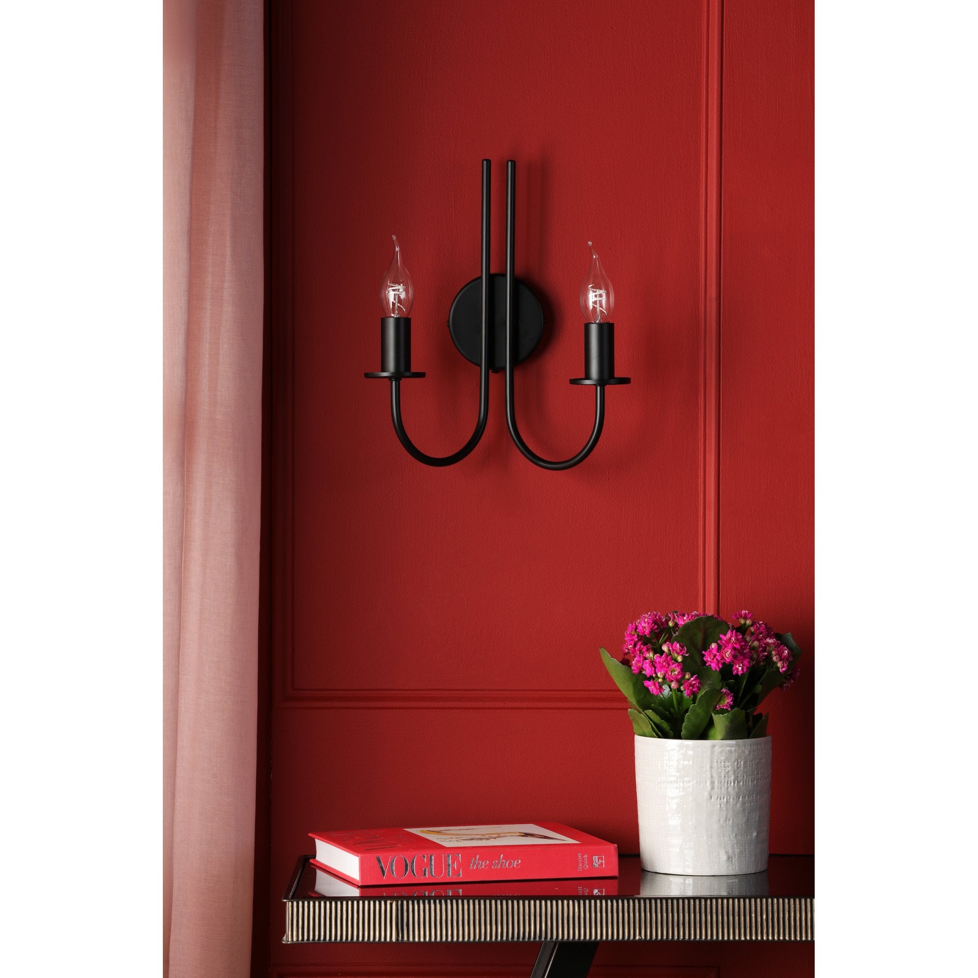 Becca 2 Light Wall Light In Matt Black Finish BEC0922