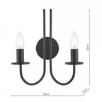 Becca 2 Light Wall Light In Matt Black Finish BEC0922