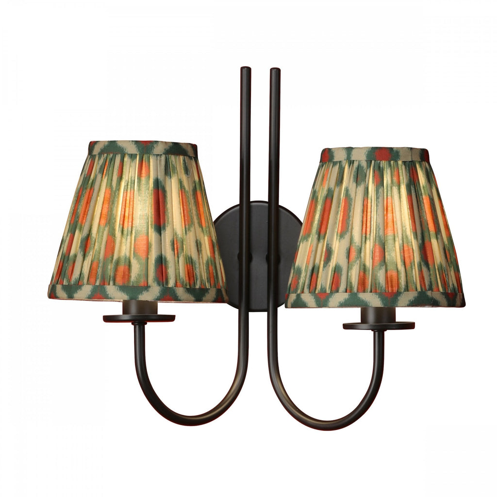 Becca 2 Light Wall Light In Matt Black With Red And Green Shades BEC0922-IKA2625