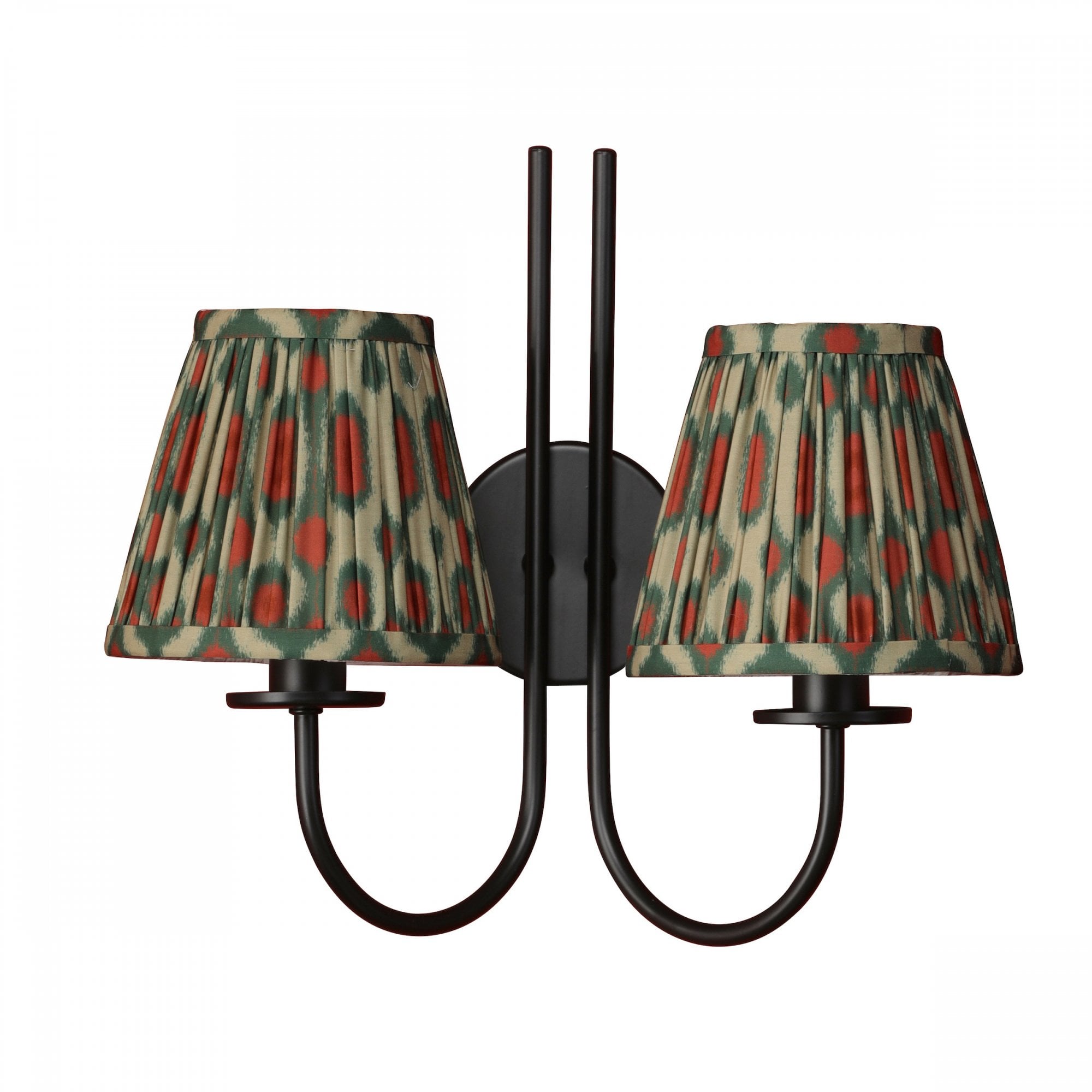 Becca 2 Light Wall Light In Matt Black With Red And Green Shades BEC0922-IKA2625