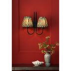 Becca 2 Light Wall Light In Matt Black With Red And Green Shades BEC0922-IKA2625