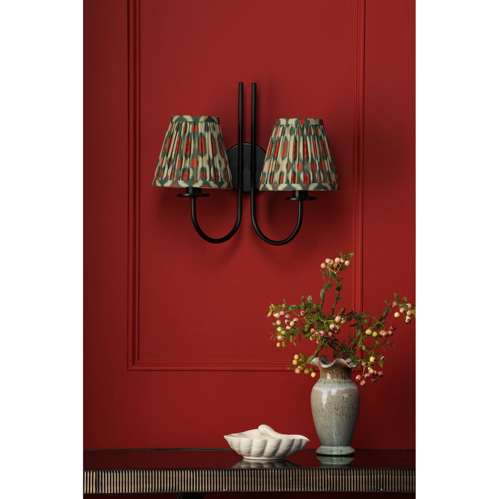 Becca 2 Light Wall Light In Matt Black With Red And Green Shades BEC0922-IKA2625