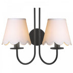 Becca 2 Light Wall Light In Matt Black Finish With Scalloped Shades BEC0922-NER262