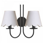 Becca 2 Light Wall Light In Matt Black Finish With Scalloped Shades BEC0922-NER262