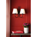 Becca 2 Light Wall Light In Matt Black Finish With Scalloped Shades BEC0922-NER262