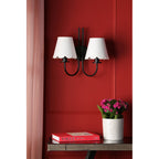 Becca 2 Light Wall Light In Matt Black Finish With Scalloped Shades BEC0922-NER262
