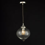 Mya Traditional Ceiling Pendant Light In Nickel Finish With Clear Ribbed Glass MYA0138