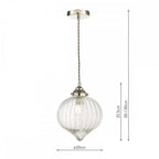 Mya Traditional Ceiling Pendant Light In Nickel Finish With Clear Ribbed Glass MYA0138