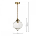 Mya Traditional Ceiling Pendant Light In Antique Brass Finish With Ribbed Glass MYA0175