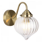 Mya Traditional Wall Light In Antique Brass Finish With Ribbed Glass MYA0775