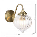 Mya Traditional Wall Light In Antique Brass Finish With Ribbed Glass MYA0775