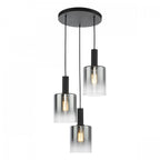 Savannah 3 Light Cluster Ceiling Pendant Light In Matt Black With Smoked Glass SAV8822