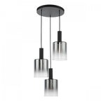 Savannah 3 Light Cluster Ceiling Pendant Light In Matt Black With Smoked Glass SAV8822