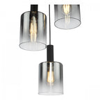 Savannah 3 Light Cluster Ceiling Pendant Light In Matt Black With Smoked Glass SAV8822