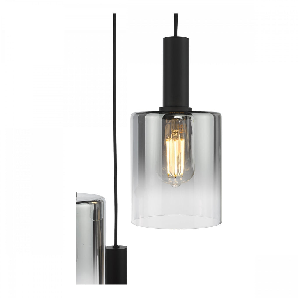 Savannah 3 Light Cluster Ceiling Pendant Light In Matt Black With Smoked Glass SAV8822