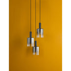 Savannah 3 Light Cluster Ceiling Pendant Light In Matt Black With Smoked Glass SAV8822