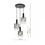 Savannah 3 Light Cluster Ceiling Pendant Light In Matt Black With Smoked Glass SAV8822