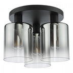 Savannah Modern 3 Light Flush Ceiling Light In Matt Black With Smoked Glass Shades SAV5322