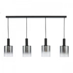 Savannah Modern 4 Light Bar Ceiling Pendant Light In Matt Black With Smoked Glass SAV0422