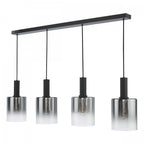 Savannah Modern 4 Light Bar Ceiling Pendant Light In Matt Black With Smoked Glass SAV0422