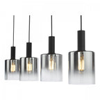 Savannah Modern 4 Light Bar Ceiling Pendant Light In Matt Black With Smoked Glass SAV0422