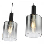 Savannah Modern 4 Light Bar Ceiling Pendant Light In Matt Black With Smoked Glass SAV0422