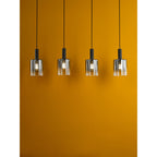 Savannah Modern 4 Light Bar Ceiling Pendant Light In Matt Black With Smoked Glass SAV0422