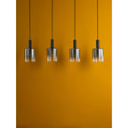 Savannah Modern 4 Light Bar Ceiling Pendant Light In Matt Black With Smoked Glass SAV0422